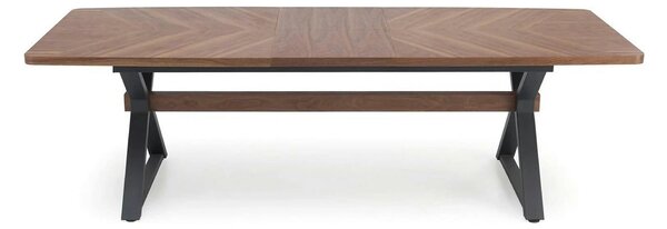 Masa extensibila BARON, nuc/negru, 200-350x100x75 cm