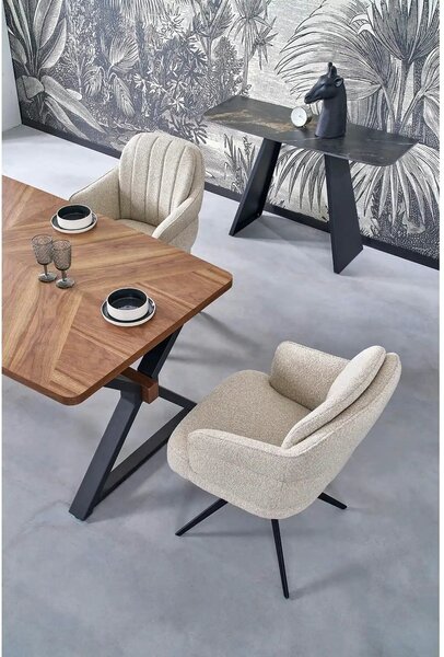 Masa extensibila BARON, nuc/negru, 200-350x100x75 cm
