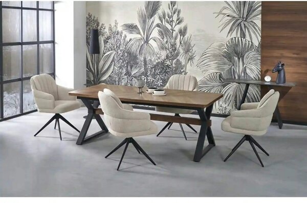 Masa extensibila BARON, nuc/negru, 200-350x100x75 cm