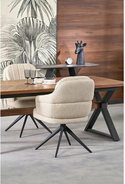 Masa extensibila BARON, nuc/negru, 200-350x100x75 cm