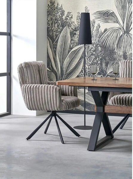 Masa extensibila BARON, nuc/negru, 200-350x100x75 cm