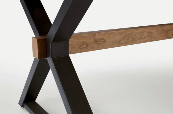 Masa extensibila BARON, nuc/negru, 200-350x100x75 cm