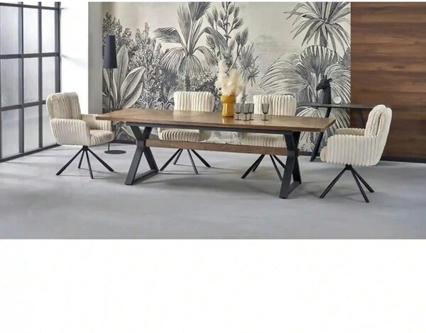 Masa extensibila BARON, nuc/negru, 200-350x100x75 cm