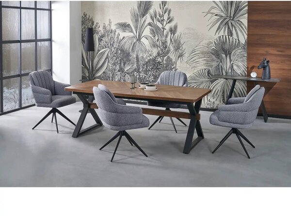 Masa extensibila BARON, nuc/negru, 200-350x100x75 cm