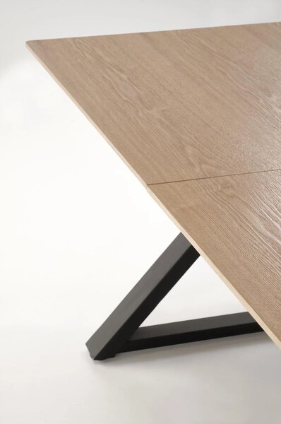 Masa extensibila HENRY, stejar/negru, furnir/metal, 180/300x100x75 cm