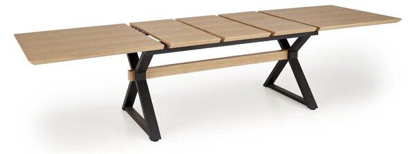 Masa extensibila HENRY, stejar/negru, furnir/metal, 180/300x100x75 cm