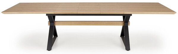 Masa extensibila HENRY, stejar/negru, furnir/metal, 180/300x100x75 cm