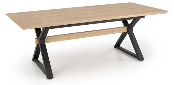 Masa extensibila HENRY, stejar/negru, furnir/metal, 180/300x100x75 cm