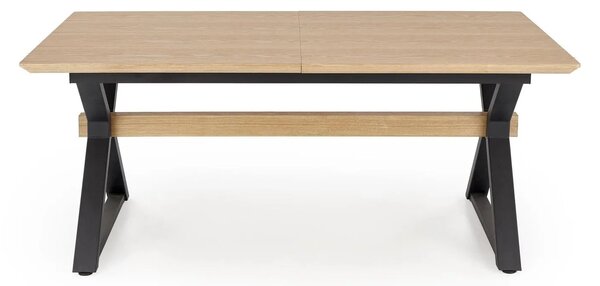 Masa extensibila HENRY, stejar/negru, furnir/metal, 180/300x100x75 cm