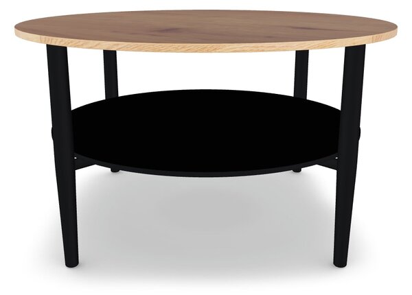 Masuta cafea ELLA A, stejar/negru mat, PAL/metal, 80x45 cm