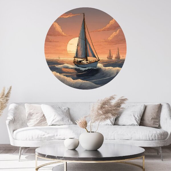 PIPPER | PIPPER. Autocolant circular de perete „Barcă cu vele” 100cm