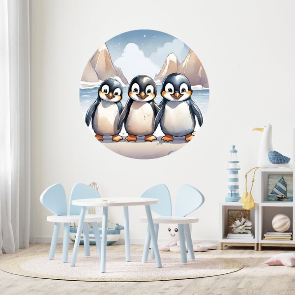 PIPPER | PIPPER. Autocolant circular de perete „Pinguinii” 100cm