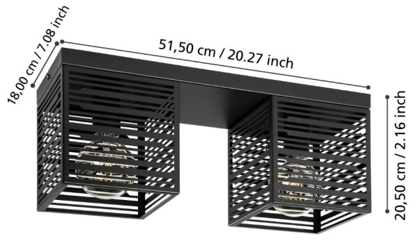 Plafonieră PIEDRITAS 2xE27/40W/230V Eglo 900356