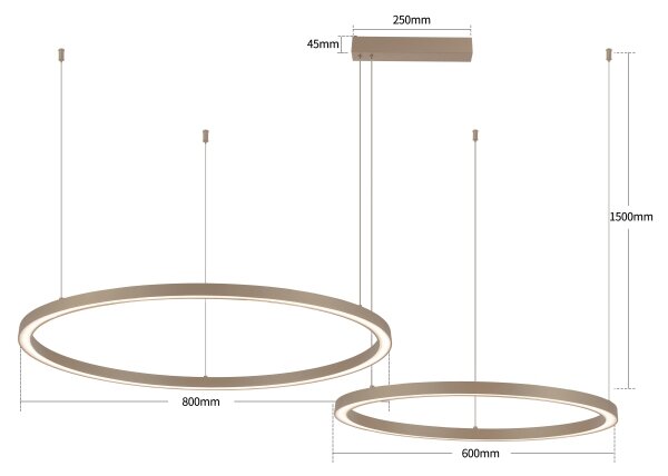 Brilagi - Lustru LED reglabil suspendat pe cablu PORTOFINO LED/98W/230V bej + telecomandă