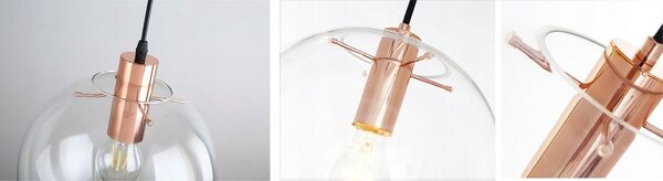 Lustra suspendată din sticlă Lassi Rose Gold 15 cm