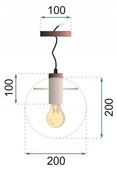 Lampă suspendată din sticlă Lassi Black 20 cm APP306-1CP
