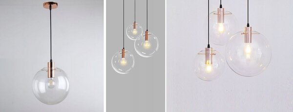 Lustra suspendată din sticlă Lassi Rose Gold 15 cm