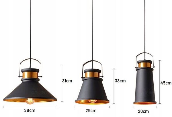 Lampa DE TAVAN ASTI ABC negru / Auriu