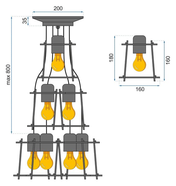 LUSTRA DE TAVAN SUSPENDABILA APP221-7CP
