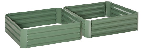 Outsunny Set 2 Paturi de Gradina Inaltate din Otel Galvanizat Colorat, Jardiniera de Gradina pentru Plante, Legume si Arbusti, 100x100cm, Verde
