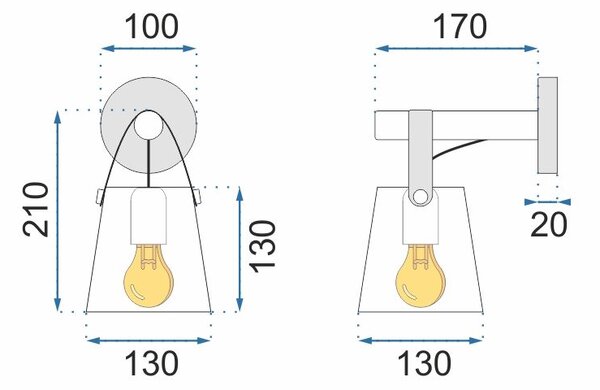 Lampă de perete din metal cu dungi gri APP468-1W GREY