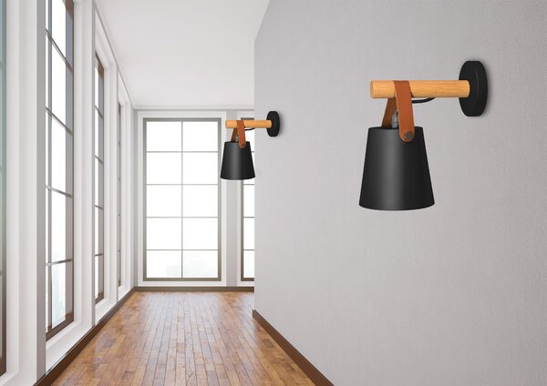 Lampă de perete din metal cu dungi negre APP466-1W Negru