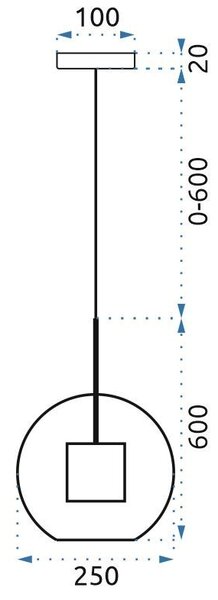 Lampă suspendată din sticlă loft neagra APP558-1CP 25cm