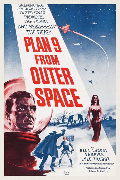 Artă imprimată Plan 9 from Outer Space (Vintage Cinema / Retro Movie Theatre Poster / Horror & Sci-Fi), (26.7 x 40 cm)