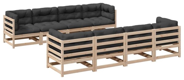 Set canapea de grădină cu perne, 9 piese, lemn masiv de pin