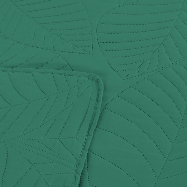 Cuvertura verde pentru pat cu model LEAVES Dimensiune: 170 x 210 cm