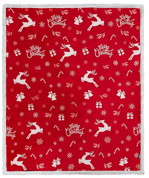 Patura rosie de miel de Craciun de la microplush CANDY BELLS Dimensiune: 160 x 200 cm