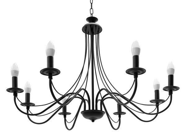 Lampă suspendată de tavan neagra rustica APP648-8CP