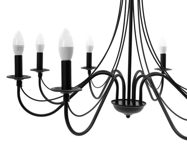 Lampă suspendată de tavan neagra rustica APP648-8CP