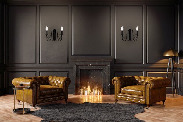 Aplica de perete Rustica Clasica Neagra APP646-2W