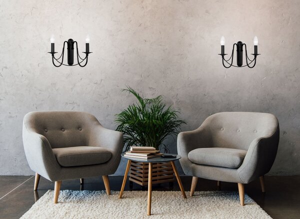 Aplica de perete Rustica Clasica Neagra APP646-2W