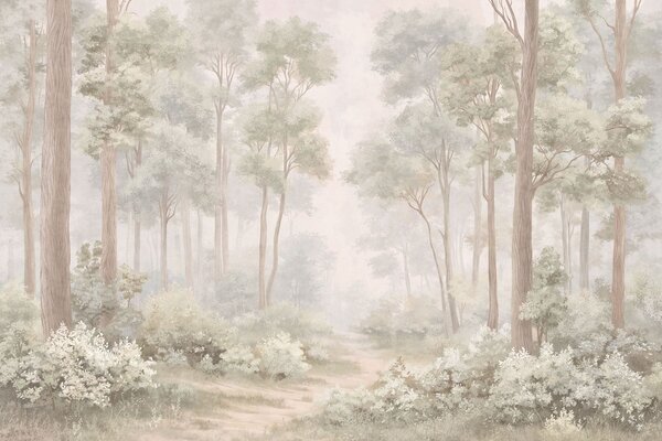 Tapet Potecă prin pădure în pastel, Fototapet Natură, w05889 : Uwalls.ro