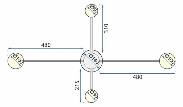 LAMPĂ MODERNĂ DE PLAFON NEGRA LED cu 4 brațe APP519-4C
