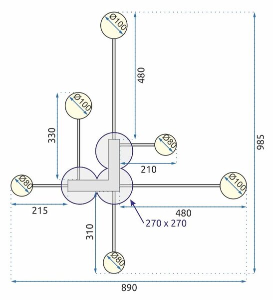 LAMPĂ MODERNĂ DE PLAFON NEGRA LED 6 BRATE APP521-6C