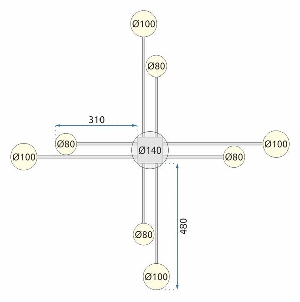 LAMPĂ MODERNĂ DE PLAFON NEGRA 8-BRAT LED APP523-8C