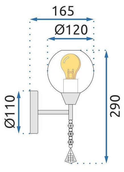 Toolight Toollight, lampă de perete stil LOFT 1xE27 APP716-1W, crom, OSW-08480