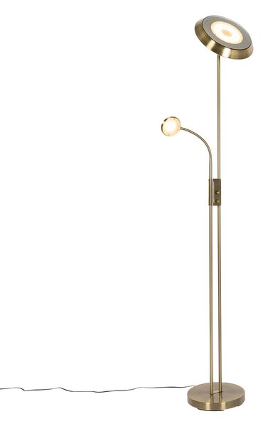 Lampă de podea din bronz cu LED și dimmer cu lampă de citit - Fez