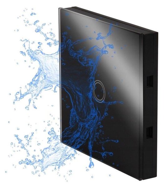 Intrerupator Smart, control touch, panou sticla securizata, lumina de fundal, IP45, negru