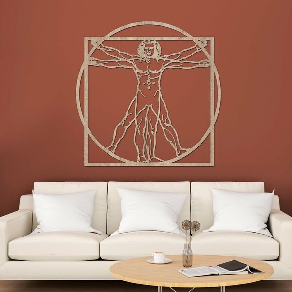 DUBLEZ | Tablou din lemn de Leonardo da Vinci - Omul Vitruvian | Tablou de perete