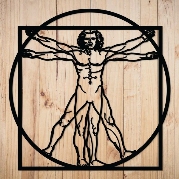 DUBLEZ | Tablou din lemn de Leonardo da Vinci - Omul Vitruvian | Tablou de perete