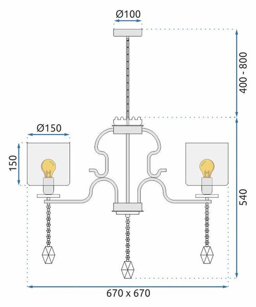 Lampă suspendată Cristal APP958-5CP