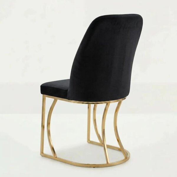 Scaun Lux Malaga, pentru sufragerie, bucătărie, tapițat cu material textil, picioare din metal auriu, Ho Re Ca