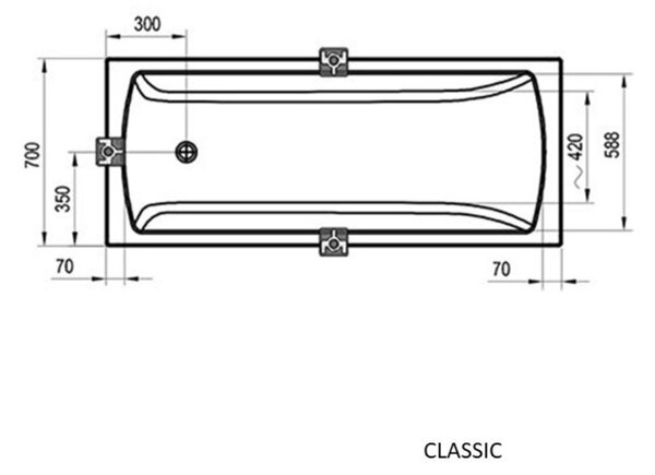 Ravak Classic cada dreptunghiulară 140x70 cm alb CC21000000