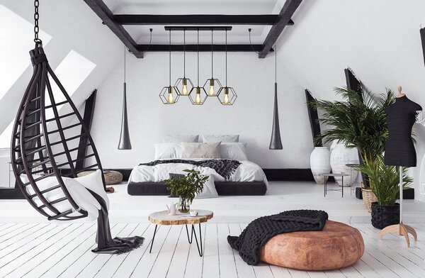 Lampă suspendată APP1133-5CP Black Gold