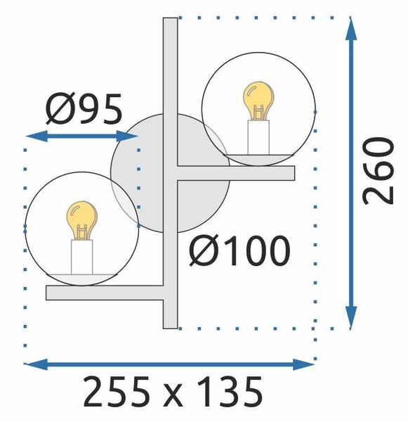 Lampa de perete APP1171-2W Gold