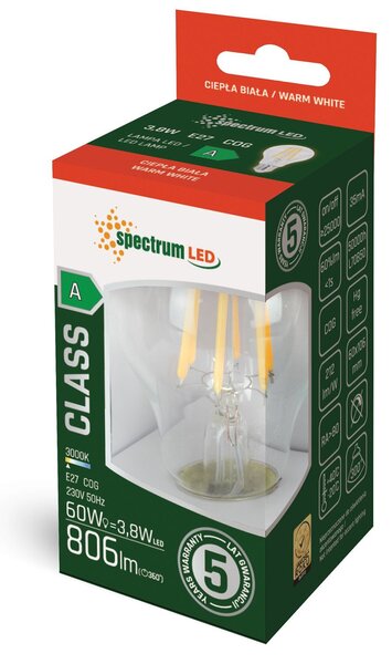 Bec cu LED GLS COG E-27 3,8W WOJ+14639